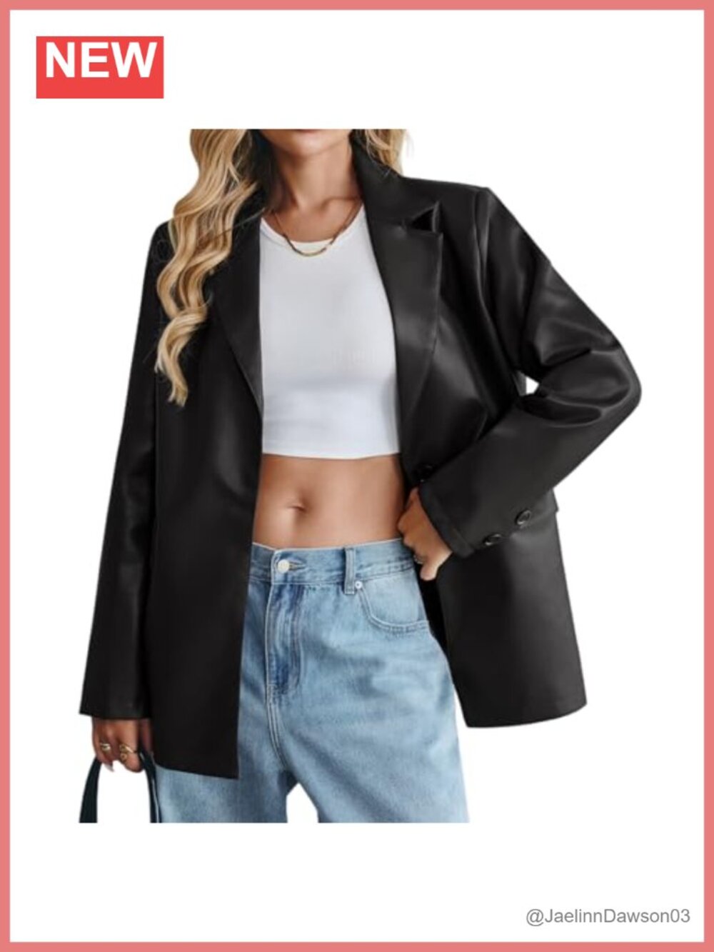 Faux Leather Blazer Oversized Bomber Jacket Button Down Water Resistant
